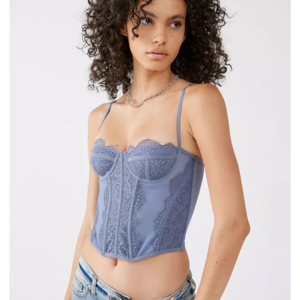 Urban Outfitters Out From Under Modern Love Corset Blue Lace Bustier - M